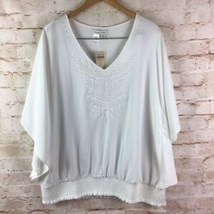 Cato White Boxy Dolman Sleeve Blouse